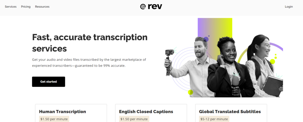 Rev website landing page
