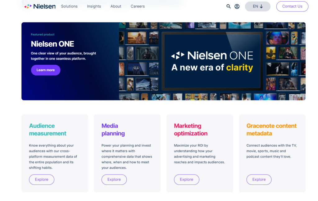 Nielsen Website landing page